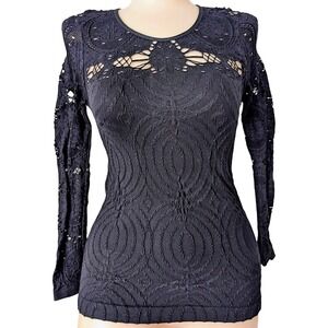 Whimsigoth Sheer Lace Top Medium Y2K Grunge Vamp Witchy Going Out Club Stretch